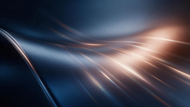 Abstract Metallic Wave Background with Glowing Light Streaks
