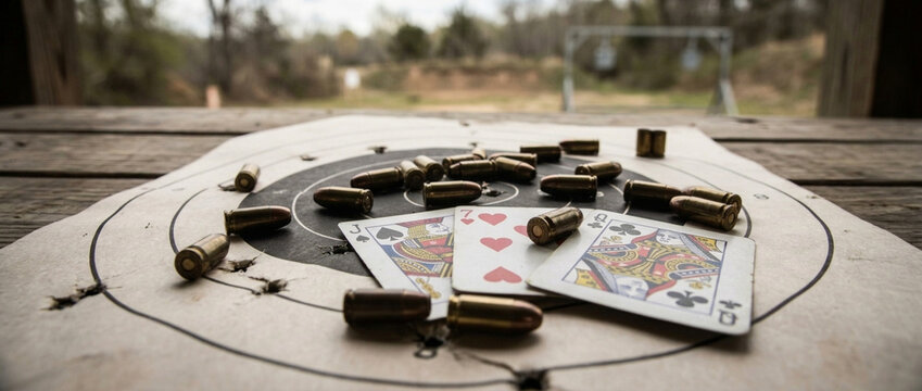 Playing Cards and Bullets on Target A Gamble with Danger