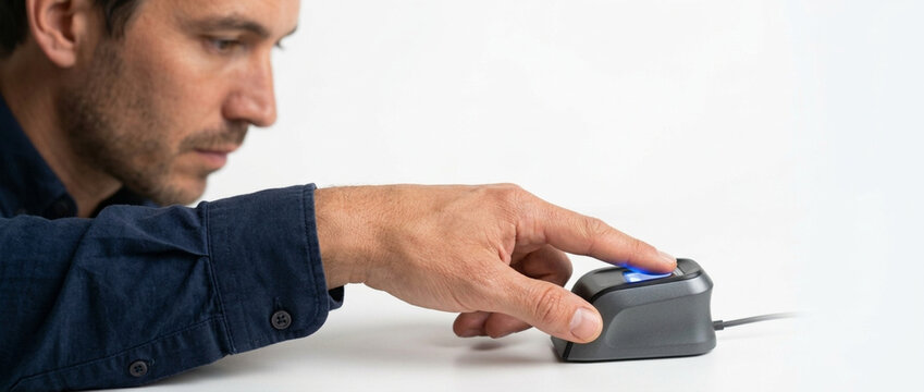 Mans Finger Scanning Biometric Fingerprint Reader Device for Security and Access Control