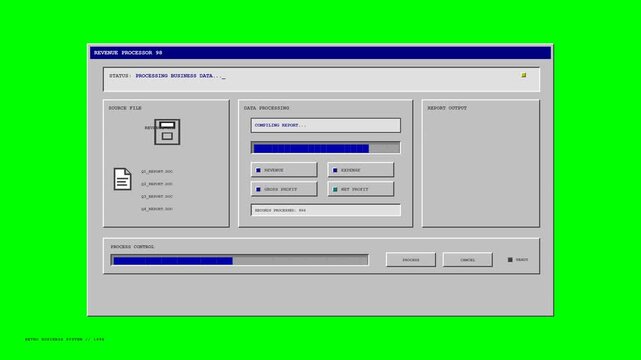 Retro computer graphical interface showing installation progress dialog window.