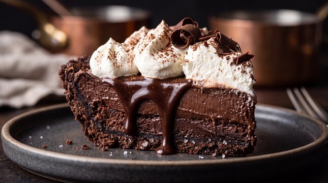 Decadent Mississippi Mud Pie Macro with Rich Chocolate Layers and Whipped Cream
