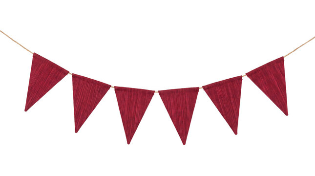 Red Triangle Pennant Banner Hanging on Twine