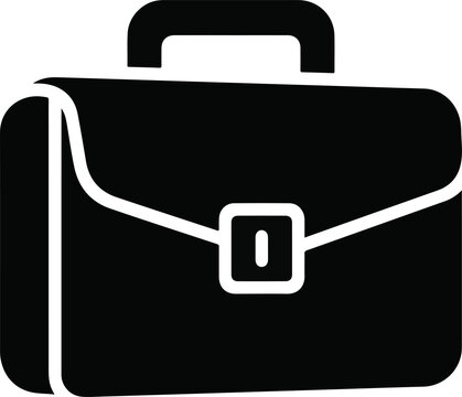 Minimalist briefcase icon, business portfolio bag symbol isolated on white background flat vector