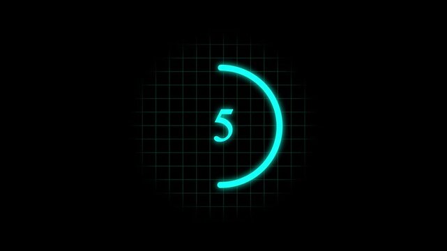 Countdown timer animation. Sleek and stylish 33 second modern flat countdown animation smooth timer from 10 to 0 seconds with transparent background