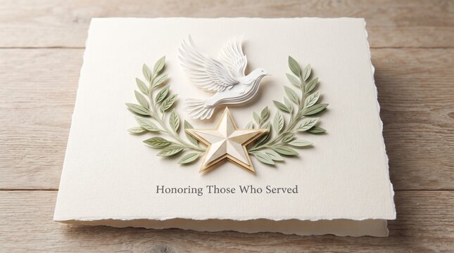 Memorial day card with dove and star