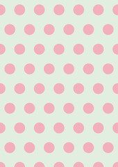Seamless pattern with pink polka dots on a light green background, perfect for textiles or digital designs. © Dave Maulana Ferros