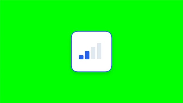 Mobile Network Signal Strength Indicator Animation Rising from Zero to Full Bars, Cellular Signal Level, Network Connectivity, Smartphone Reception, 4K Green Screen Looping Motion Graphic