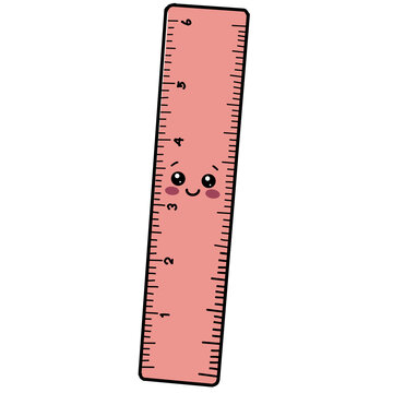Cute catoon patterned ruler isolated on a white background.