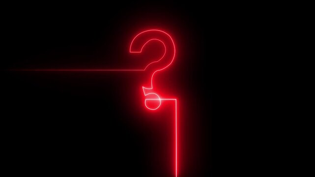 neon glowing loop Question mark sign Question mark icon asking animation.4k resolution abstract advice.