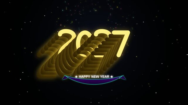 2027 happy new year gold typography design