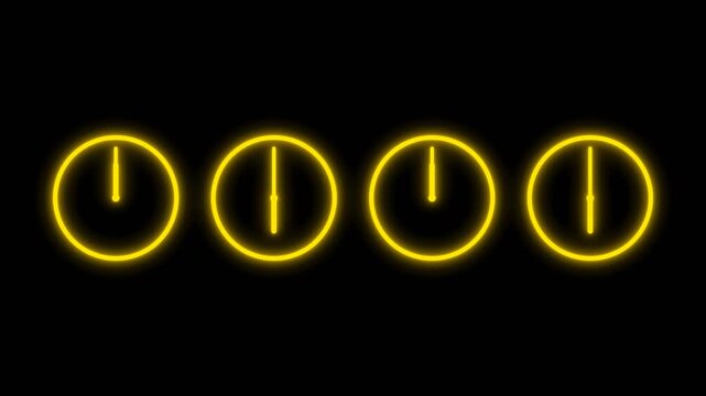 Bright Yellow clock timer animation with clean digital display