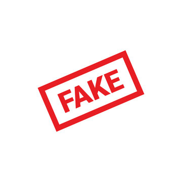 Fake stamp with a rectangular border, representing counterfeit, fraudulent, false, misleading, or invalid information and documents.