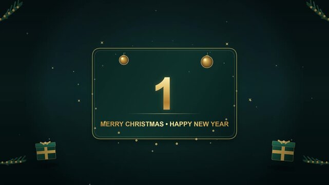 Gold countdown numbers from five to one for new year celebration