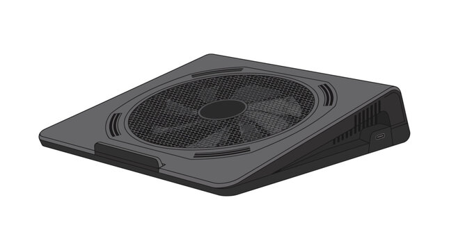 Laptop cooling pad vector illustration of computer cooler stand with fan