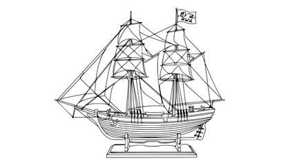 Elegant Sailing Ship Illustration Isolated - Vintage Nautical Vessel © Baba