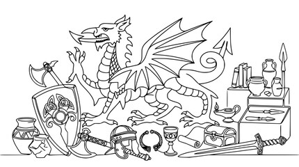 Dragon Fantasy Artifacts Treasure Chest Armor Medieval Warrior © Fafa