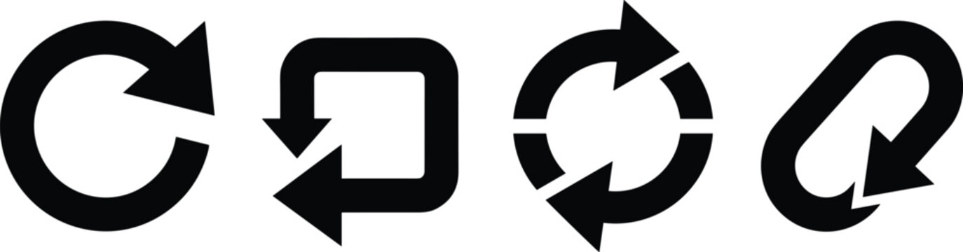 Vector loop arrow icon collection featuring circular refresh square reload repeat rotation and continuous update processing cycle symbols