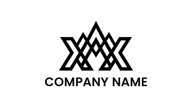 Abstract mountain logo design with geometric shapes and a company name placeholder