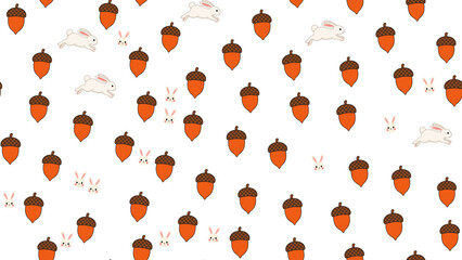 Seamless pattern of acorns and cartoon rabbits © analod