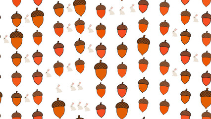 Seamless pattern of acorns and rabbits © analod
