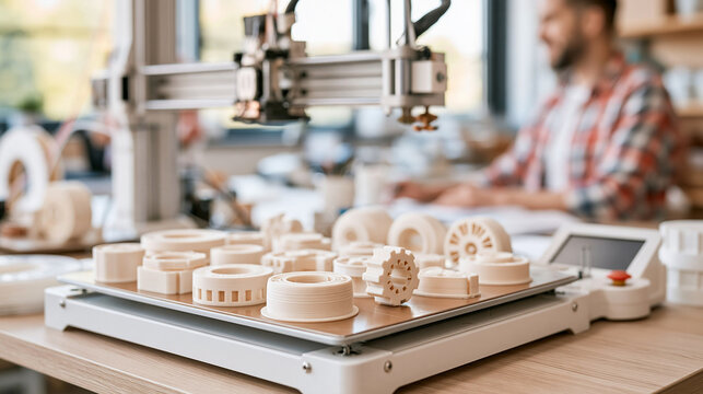 3D Printer Producing Assorted Mechanical Prototype Components