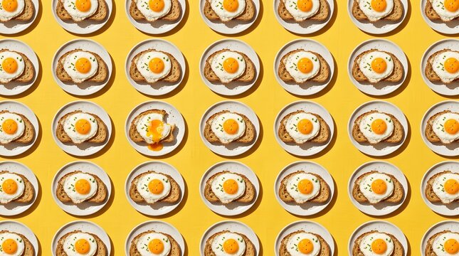 Breakfast egg toast pattern overhead view food photography
