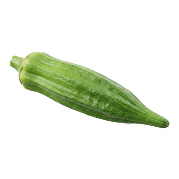 Okra Seed Pod, Abelmoschus Esculentus, Seed Pod, Isolated on White, White Background, Studio Shot, Path, Cutout, Clean Botanical Image, Studio Image