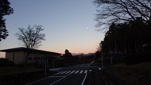 dawn winter Before Dawn nature Dawn at the Workplace　Moon