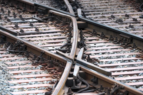 Railway tracks diverging, illustrating choice and direction concept
