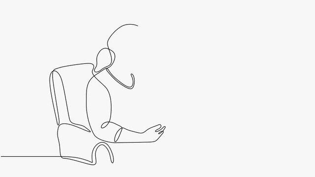 Continuous Line Art Animation Of Grandmother Holding Newborn Baby With Mother