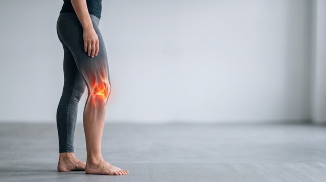 Woman Suffering From Chronic Knee Joint Pain and Inflammation Concept Showing Anatomical Discomfort in Leg for Medical Diagnosis