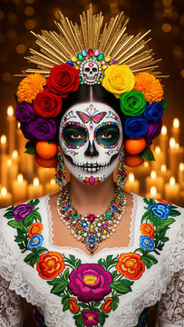 catrina, D&iacute;a de Muertos, d&iacute;a de muertos en M&eacute;xico, calavera mexicana, mujer catrina, mujer mexicana, maquillaje de catrina, maquillaje de calavera, cementerio, pante&oacute;n, noche de muertos, tradici&oacute;n mex