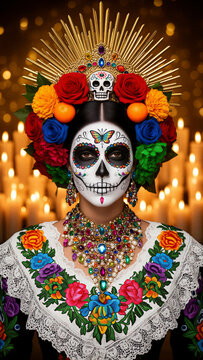 catrina, D&iacute;a de Muertos, d&iacute;a de muertos en M&eacute;xico, calavera mexicana, mujer catrina, mujer mexicana, maquillaje de catrina, maquillaje de calavera, cementerio, pante&oacute;n, noche de muertos, tradici&oacute;n mex