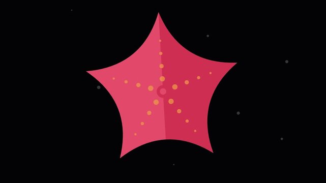 A vibrant pink starfish floats gracefully through the dark abyss of the deep ocean, showcasing a unique and rhythmic pattern while embodying the natural wonders found beneath the crashing waves