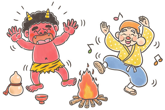こぶとりじいさんと赤鬼の宴会