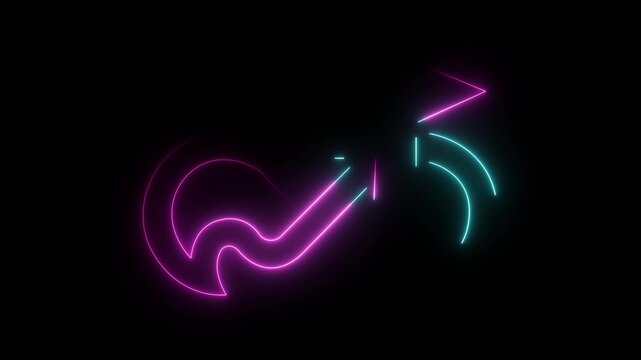 Intertwined neon lines in pink and cyan creating an abstract futuristic form
