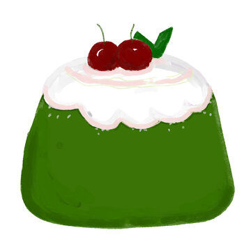 Modern putu cake with cherry