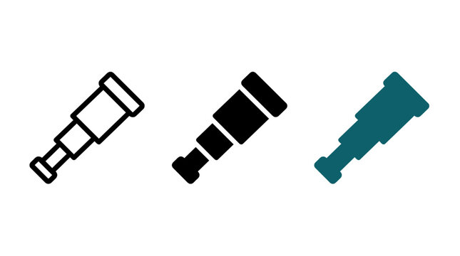 Business strategic vision and foresight spyglass telescope icon collection vector