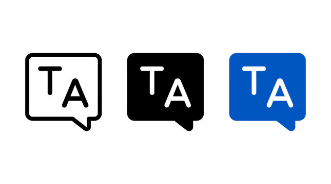 Translation icon vector design set with speech bubble and alphabet letters symbols