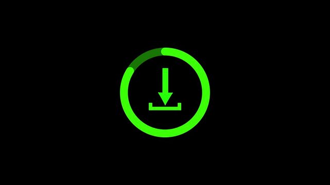 Download Green Icon Animation on a black Background. download icon loading progress circle animation on a black background digital interface element.4k 