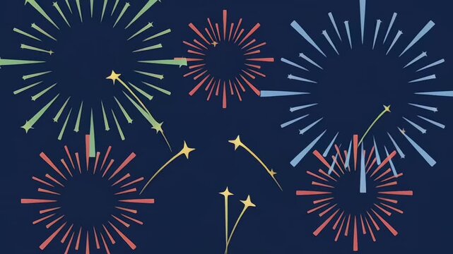  Abstract vector fireworks pattern on dark blue background