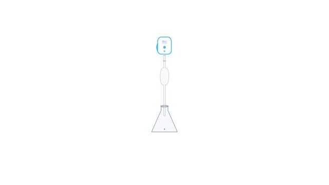 Automated Laboratory Pipette Controller Aspirating Cobalt Reagent Into Volumetric Glassware for Precision Medical Sample