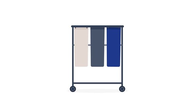 Industrial Steel Laundry Sorting Cart with Hanging Canvas Bags Rolling Smoothly for Home Organization Commercial