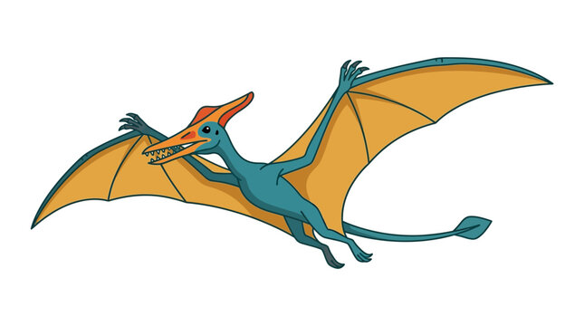 Cartoon Pterodactyl Flying Isolated