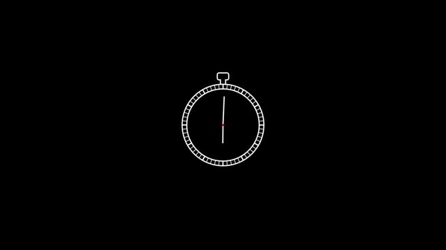 Minimalist stopwatch timer animation on black background