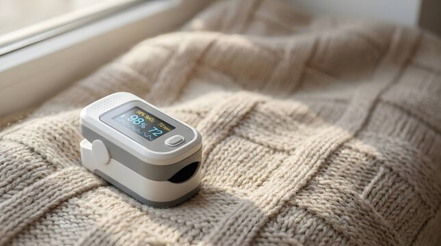 Blood oxygen pulse meter on blanket for home monitoring