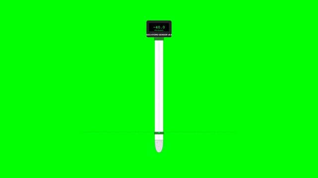 Electronic Soil Tensiometer 2D Vector Motion Graphic Geo-Hydrology Line Art 4K Seamless Loop