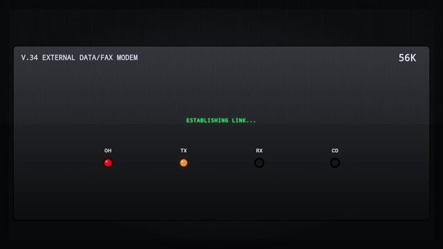 Retro Dial-up Internet Connection Sequence on Computer Monitor Screen