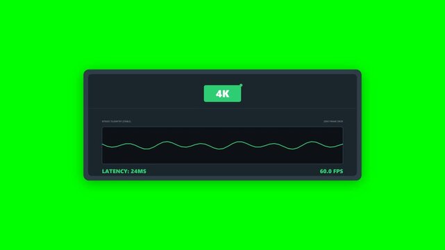 Broadcast Stream Latency and Bitrate Monitor Interface in Emerald Green and Slate Gray