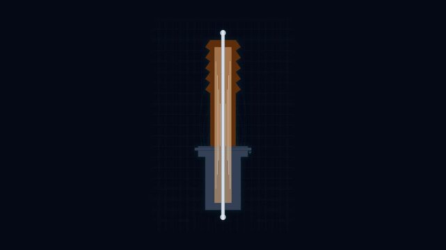 Oil-Filled Capacitive Transformer Bushing Cross-Section Engineering Vector Animation
